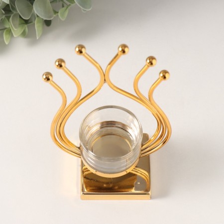 Climber Metal, glass per 1 candle "Golden Flame" d = 4.5 cm 6.5x10x20 cm-3