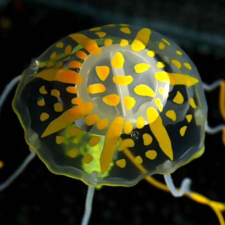Decor for the Aquarium "Medusa" silicone, with a neon effect, 5 x 5 x 15 cm, orange-4