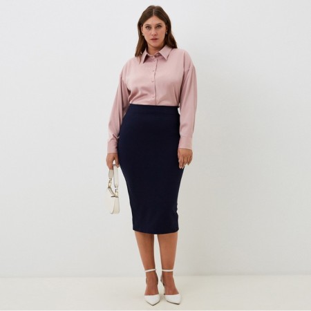 Рубашка шелковая MIST plus-size, р. 52, пыльная роза-1