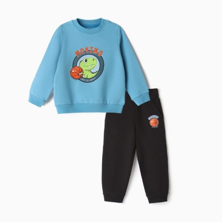Kit for children (sweatshirt, trousers), black/light blue color, height 86 cm