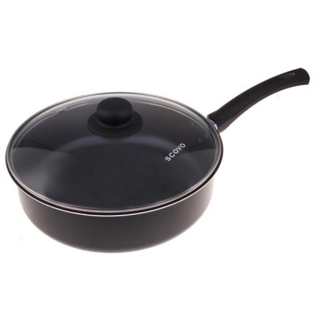 Steven Consul, 3.7 l, d = 26 cm, glass cover, plastic handle, anti -stick coating, black color-6