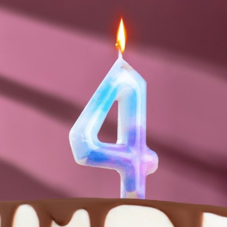 Candle in the cake on the spawning "Starfall", the number 4, 9 cm, giant