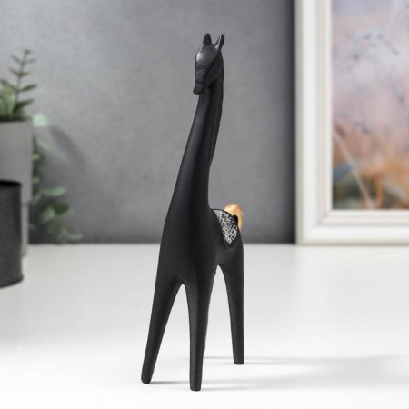 Polystone souvenir "Black Horse with the Golden Guine" 18.5x6.8x3.3 cm-2