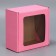 Box a gift team with a window, packaging, “pink” 16x8x16 cm