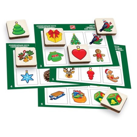 Lotto "New Year" 36 wooden chips + 6 cards + bag-4