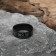 Ring "Valhalla" with runes, black and white color, 17 size