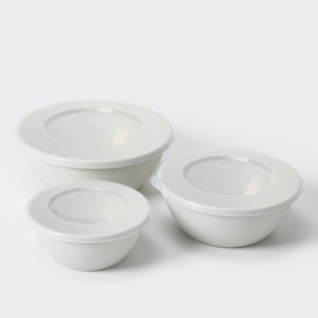 A set of bowls with a lid Helsinki, 3 pcs: 1 l, 2 l, 3 l, color ashen pearls-1