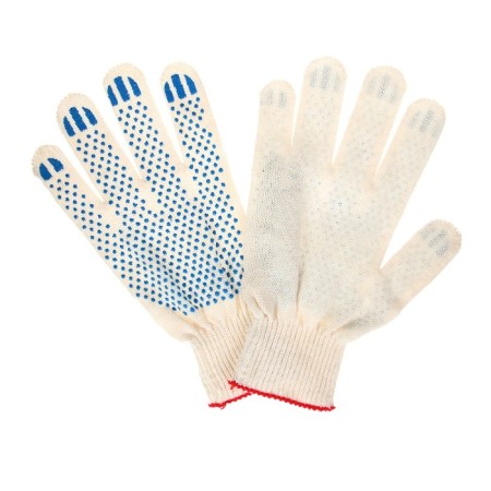 Garden gloves, x/b, knitting grade 10, 3 threads, size 9, with PVC dots, white, Greengo-1