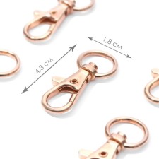 Metal carbine, 43 × 18 mm / 13 × 2.3 mm, 5 pcs, gold color