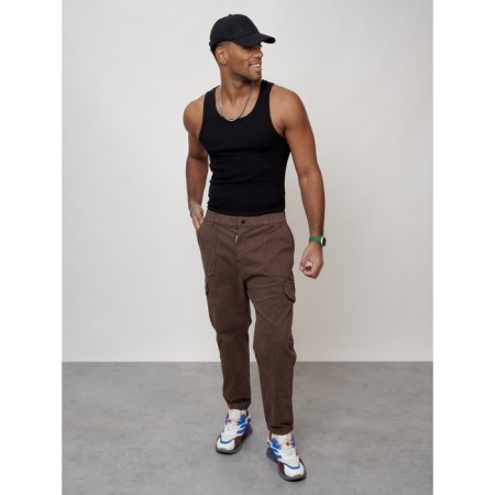 Cargo jeans men, size 52, brown color-7