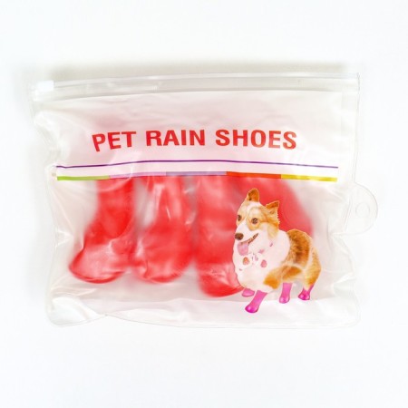 Rubber boots for dogs, high, size L (6 x 4, 4 x 9 cm), red-6
