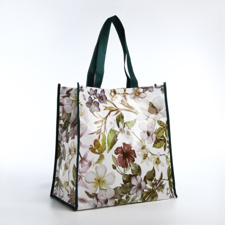 The bag is economic on the button, the color is green