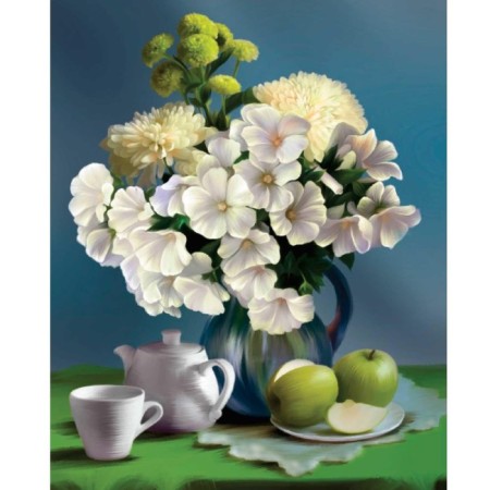Diamond mosaic with full filling on the canvas "still life", 40 x 50 cm-1
