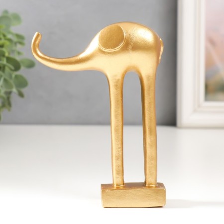 Souvenir Polystone "Golden Elephant with Long Legs" 3x9x12.5 cm