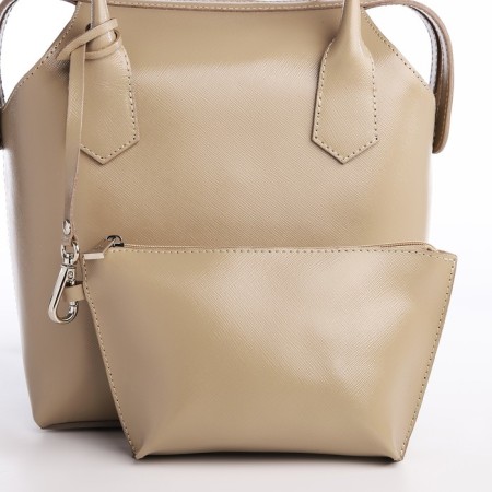 Women's bag with lightning, with a cosmetic bag, beige color-4