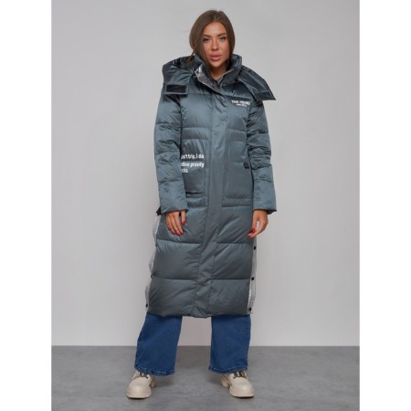 Coat insulated winter female, size 46, dark green color-9