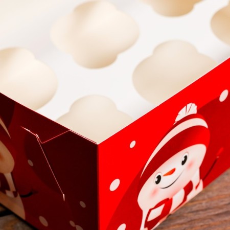 Packaging for 6 cupcakes with the window "Cute Snowman", 25 x 17 x 10 cm-3