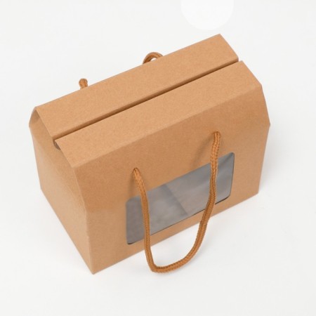 Box-pack, with a window and handles, craft, 15 x 11 x 9 cm-1