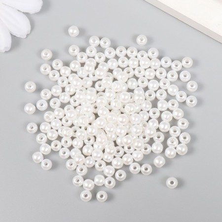 Set of beads "needlework" plastic, diameter 5 mm, 25 g, snow-white-1