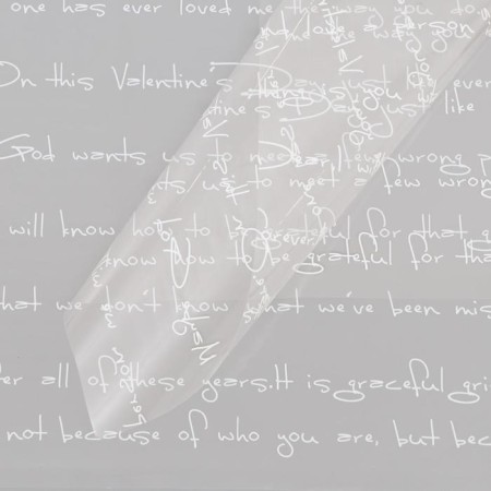 Film for decor and floristry, glossy, white, plain, "letter", bilateral, sheet 1pcs, 58 x 58 cm