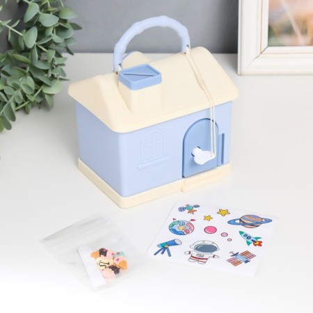 Piggy bank Plastic "House in delicate colors" mix 14x10x13 cm-2