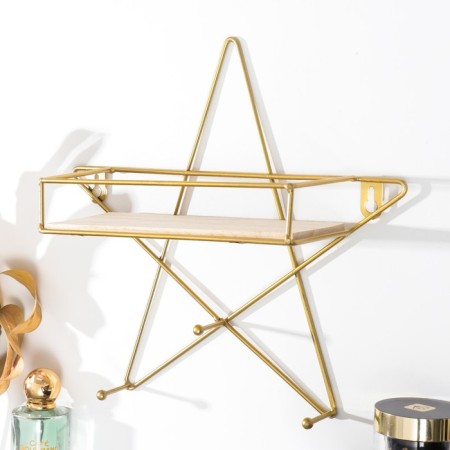 Hooks decorative metal with a shelf "Golden Star" 28x9x28 cm