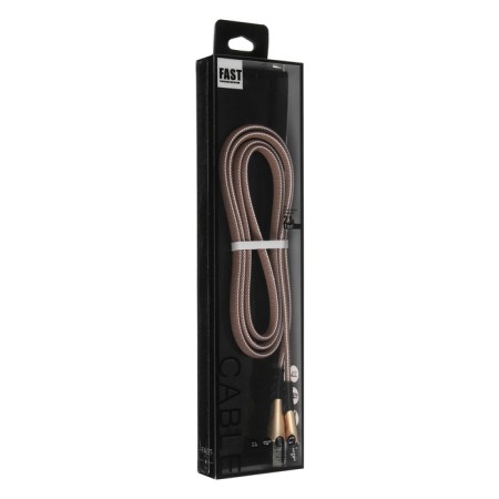 Microusb cable - usb, 2.4 a, braid fabric, flat, 1 meter, brown-3