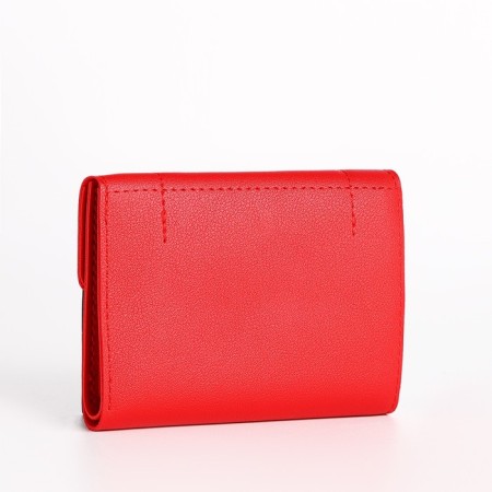 Women's wallet on the button, red color-1