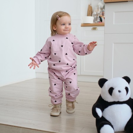 Costume: sweatshirt and pants crumb I am "hearts", height 62-68 cm, pink-3
