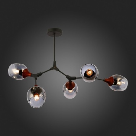Ceiling EVOLUCE lamp. Sle113402-05. Ciotolla. 5x60 watts, E27, 92x59x50 cm, gray color, dark tree-2