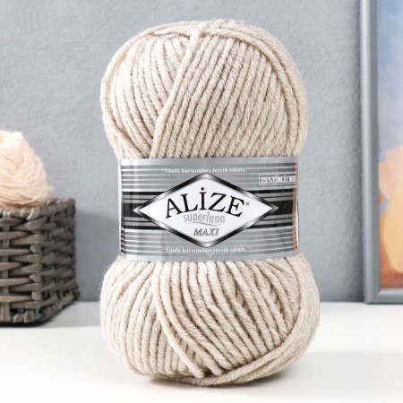 Yarn "Superlana Maxi" 75% acrylic, 25% wool 100m/100g (152 beige melange)