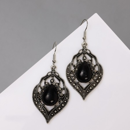 Earrings Assorted "drop" elegance, openwork, black color in black silver-1