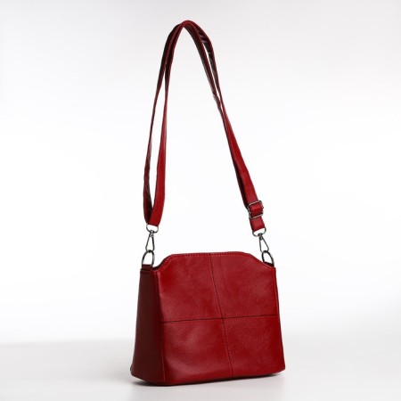 Cross-Bodi bag with zipper, burgundy color-2