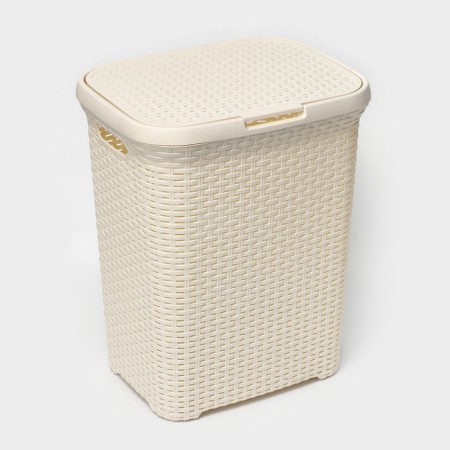 Babel basket with a lid, 60 l, 34 × 44 × 56 cm, ivory color-1