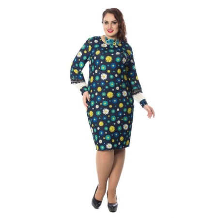 Female dress, size 54, blue, green color-1
