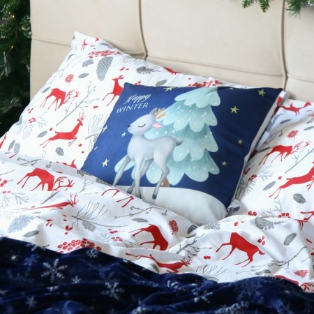 New Year's Ethel pillow "Happy Winter", 40*40 cm, 100% p/e, velor