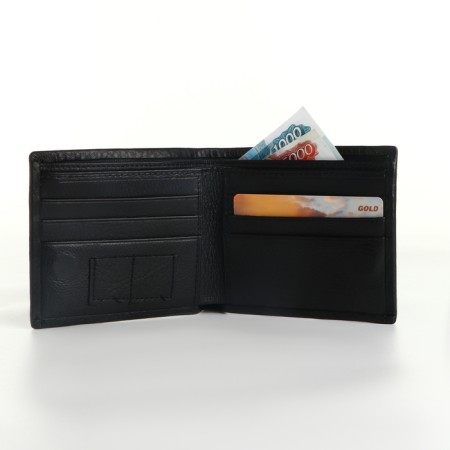 Male purse for magnet, clip for bills, separation for SIM cards, black color-4