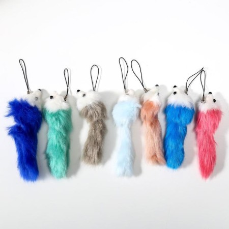 Fluffy on the pendant "Colored mouse with white muzzle" mix 12x3.5x3.5 cm-2