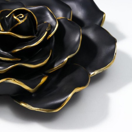 Souvenir Polystone Panel "Black Royal Rose" with gold 20x19x6 cm-1