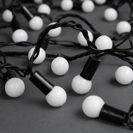 Garland “thread” 10 m with nozzles “balls 1.5 cm”, IP44, dark thread, 100 LED, glow of white and blue, blinking, 220 V-1