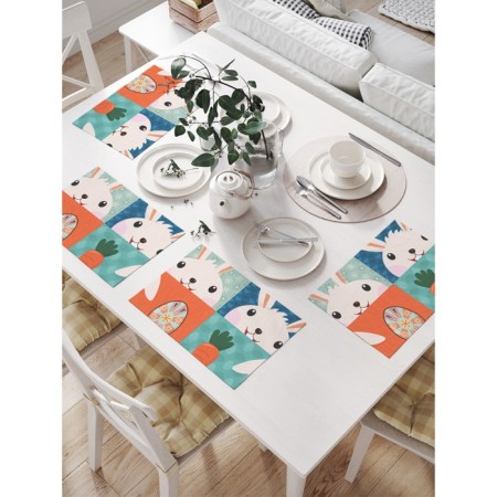 A set of napkins for setting the table "Easter hares", rectangular, size 32x46 cm, 4 pcs