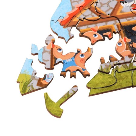 The puzzle is figured. Based on the English folk tale "Three Piglets"-3