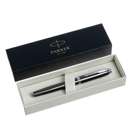 Feature handle Parker Im Core F321 Dark Espresso CT, stainless steel case, blue ink, in a gift bag
