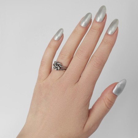 Ring "Jewel" knot, color black silver, dimensionless-1