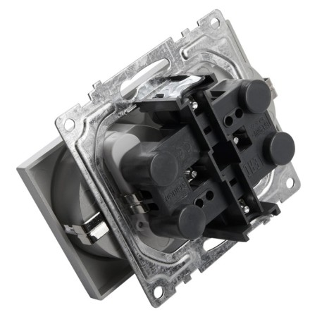 2-seater socket with a protective curtain s/h, 250v, 16a, series of Katrin, GLS16-7114-03, silver-2