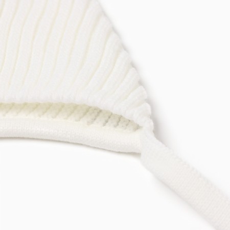 Knitted children's hat minku, white color, size 38-40-7