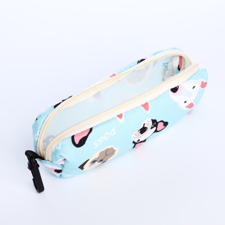 School backpack from textiles on a zipper, 3 pockets, pencil case, blue color-9