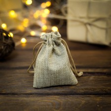Gift bag from canvases, beige, 7 x 9 cm