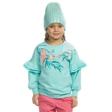 Sweatshirt for girls, height 92 cm, turquoise color