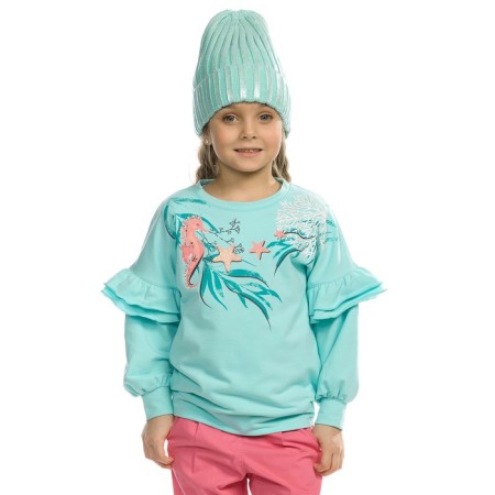 Sweatshirt for girls, height 92 cm, turquoise color